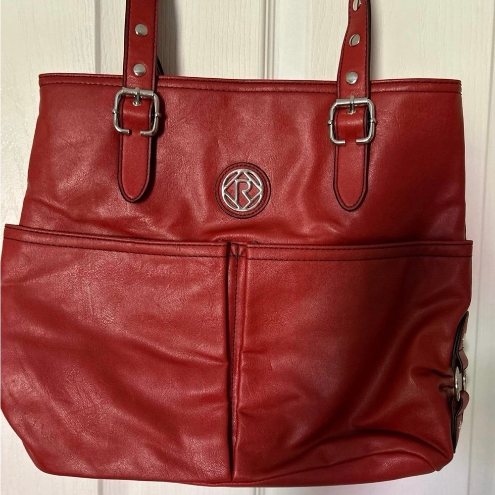 Elegant Red Leather Tote Bag